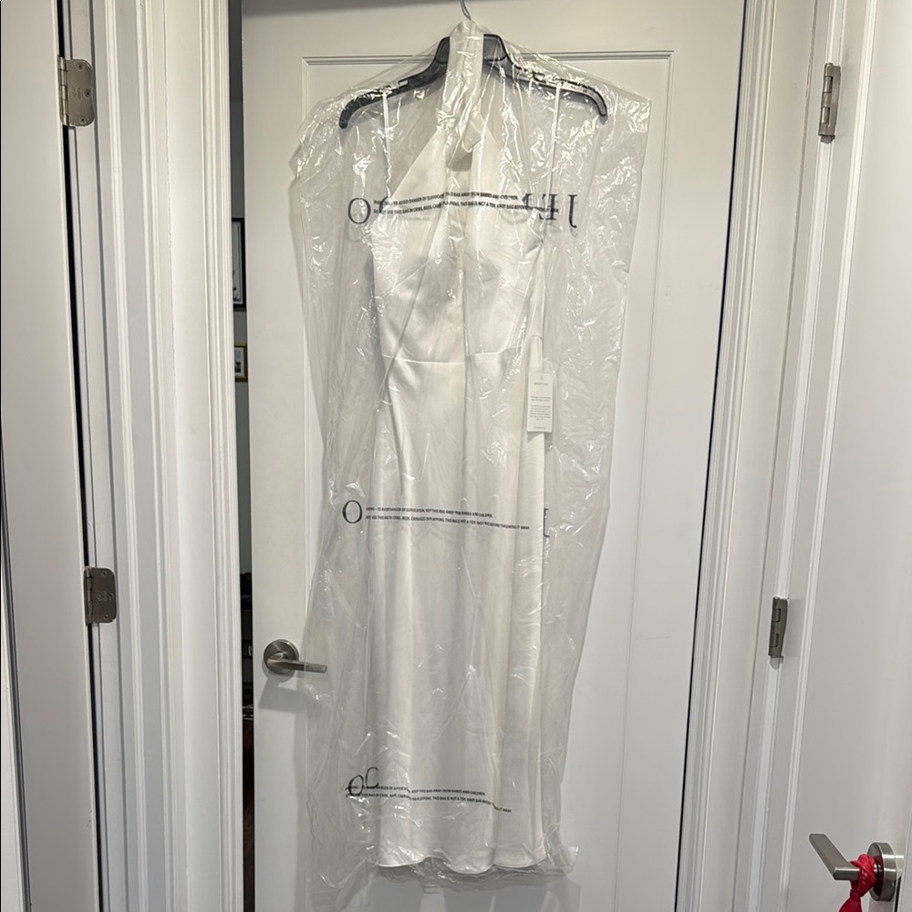 Jenny Yoo White Satin Midi Dress